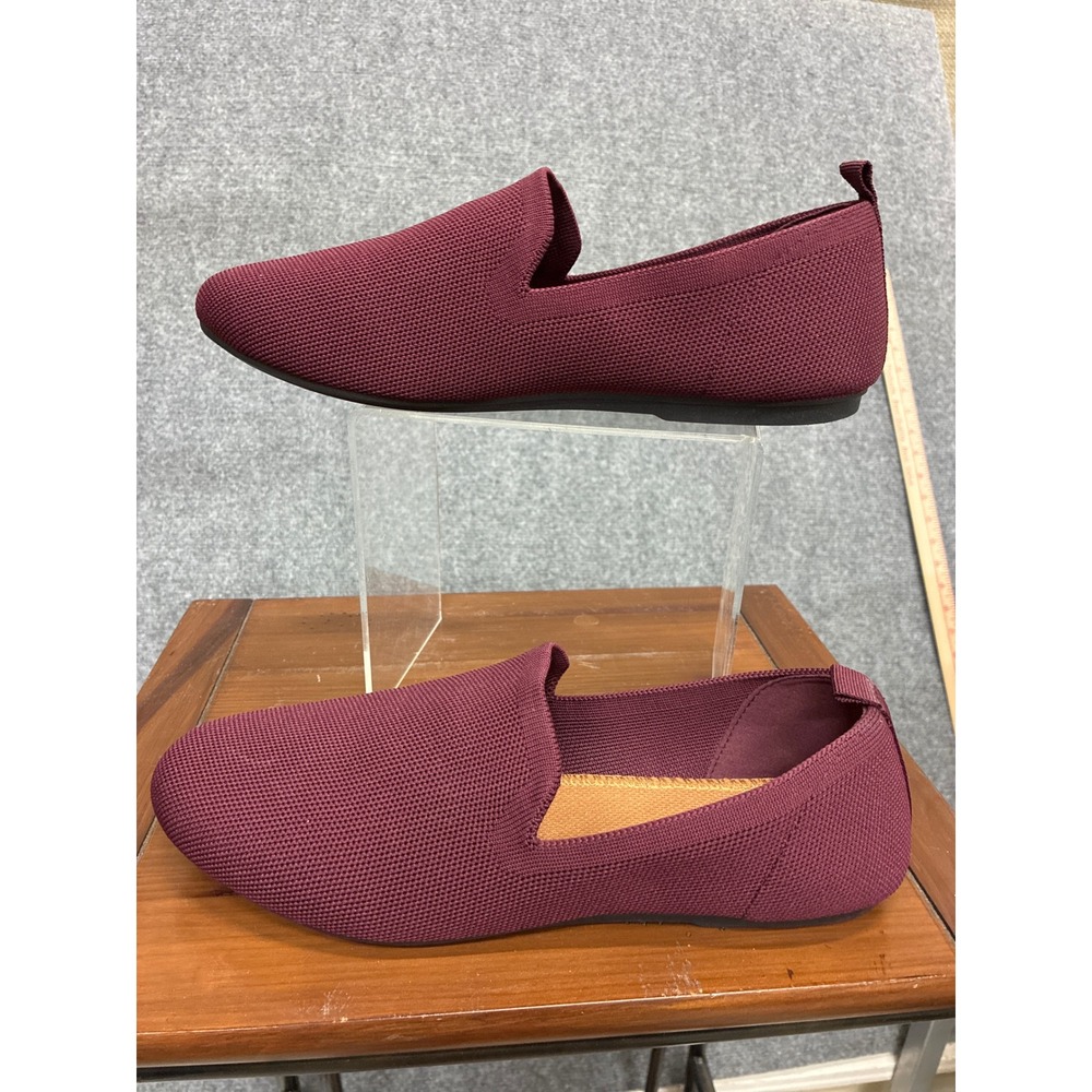 Me Too Womens Burgundy Knit Loafers Slip On Flats New Maroon Size 10W - Picture 3 of 4